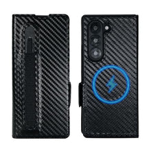 Load image into Gallery viewer, Pefimt for Samsung Galaxy Z Fold 7 Wallet Case Compatible with MagSafe Built-in Strong Magnetic, Hinge Protection Luxury Carbon Fiber Texture Leather 3 Card Slots with RFID Blocking (Black, Z Fold 7)_1