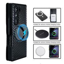 Load image into Gallery viewer, Pefimt for Samsung Galaxy Z Fold 7 Wallet Case Compatible with MagSafe Built-in Strong Magnetic, Hinge Protection Luxury Carbon Fiber Texture Leather 3 Card Slots with RFID Blocking (Black, Z Fold 7)_5567
