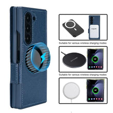 Load image into Gallery viewer, Pefimt for Samsung Galaxy Z Fold 7 Wallet Case Compatible with MagSafe Built-in Strong Magnetic, Hinge Protection Luxury Carbon Fiber Texture Leather 3 Card Slots with RFID Blocking (Blue, Z Fold 7)_5542