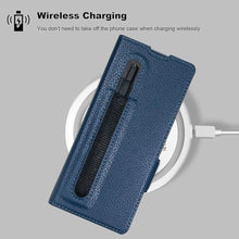 Load image into Gallery viewer, Pefimt for Samsung Galaxy Z Fold 7 Wallet Case Compatible with MagSafe Built-in Strong Magnetic, Hinge Protection Luxury Carbon Fiber Texture Leather 3 Card Slots with RFID Blocking (Blue, Z Fold 7)_5544