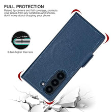 Load image into Gallery viewer, Pefimt for Samsung Galaxy Z Fold 7 Wallet Case Compatible with MagSafe Built-in Strong Magnetic, Hinge Protection Luxury Carbon Fiber Texture Leather 3 Card Slots with RFID Blocking (Blue, Z Fold 7)_5545