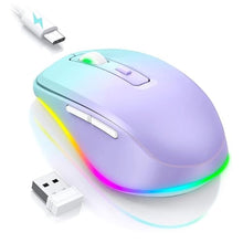 Load image into Gallery viewer, PEIOUS Wireless Mouse Jiggler - LED Wireless Mice with Build-in Mouse Mover, Rechargeable Moving Mouse for Laptop with Undetectable Random Movement Keeps Computers Awake - Purple to Green, PurpletoGreen_1