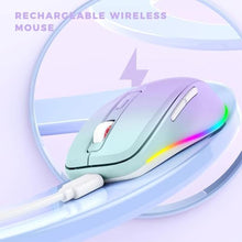 Load image into Gallery viewer, PEIOUS Wireless Mouse Jiggler - LED Wireless Mice with Build-in Mouse Mover, Rechargeable Moving Mouse for Laptop with Undetectable Random Movement Keeps Computers Awake - Purple to Green, PurpletoGreen_5739
