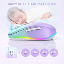 Load image into Gallery viewer, PEIOUS Wireless Mouse Jiggler - LED Wireless Mice with Build-in Mouse Mover, Rechargeable Moving Mouse for Laptop with Undetectable Random Movement Keeps Computers Awake - Purple to Green, PurpletoGreen_5740