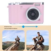 Load image into Gallery viewer, Phefop Digital Zoom Camera, 48MP 1080P Camera, 2.4 inch Flip Screen Camera with LED Fill Light, 800mAh Battery 4 Hours Recording Time, Autofocus Vlogging Camera for Teens Adult Beg, Pink_188