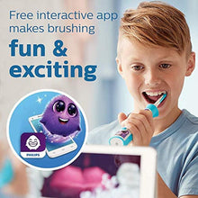 Load image into Gallery viewer, Philips Sonicare for Kids 3+ Bluetooth Connected Rechargeable Electric Power Toothbrush, Interactive for Better Brushing, Turquoise, HX6321/02_917