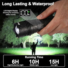 Load image into Gallery viewer, PHIXTON Rechargeable Flashlights 100000 High Lumens Long Range 3280 FT, Super Bright USB C LED Flashlight Long Lasting 15 Hours, Powerful Multifunctional Strong Flash Lights, for Camping, Black_7336