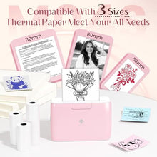 Load image into Gallery viewer, Phomemo 4" Portable Thermal Printer Printpods- AI Smart Sticker Box Bluetooth Inkless Printer Label Machine, Support 2/3/4 inch Printing Width, 300dpi, Ideal for Documents, Notes, Label, Sticker, Pink_8589
