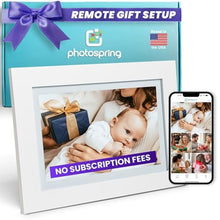 Load image into Gallery viewer, PhotoSpring No Subscription, 10in WiFi Frame, US Company, Email App Web, Family Share, Preload Gift Photos, 32gb Touch Screen, Play Videos up to 5min, White_1