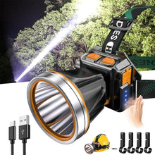 Load image into Gallery viewer, PINSAI High Power LED Headlamp Super Bright Adult Motion Sensor Headlight Spotlight Waterproof Rechargeable Outdoor Hunting Light Flashlight Portable Head lamp for Fishing Camping Hiking, Black_1