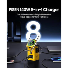 Load image into Gallery viewer, PISEN 8-in-1 Mag-Safe Charger Stand - 140W Charging Station for Multiple Devices Mag-Safe Stand Magnetic Qi2 Wireless Charger for iPhone 17/16/15/14/13/12, Magnetic Charger for Apple Watch (Yellow)_645