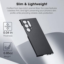 Load image into Gallery viewer, PITAKA MagEZ Case 4 for Samsung Galaxy S24 Ultra, 6.8 Inch, Slim & Light, 600D Aramid Fiber Made, Compatible with MagSafe - Black/Grey(Twill), BlackGreyTwil_1548