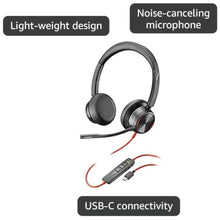 Load image into Gallery viewer, Plantronics Poly - Blackwire 8225 Wired Headset with Boom Mic Dual-Ear (Stereo) Computer Headset - USB-C to Connect to Your PC/Mac - Active Noise Canceling - Works with Teams, Zoom & More_8657