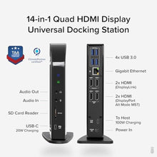 Load image into Gallery viewer, Plugable 14-in-1 USB C Docking Station | 4X HDMI Quad Dock with 100W Charging, HDMI Displays | Compatible with Windows, Thunderbolt (4X USB, 1x USB-C, Ethernet, SD Card, Audio) UD-3900C4, Black_4234