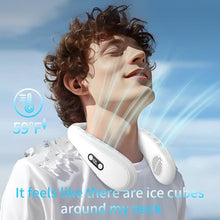 Load image into Gallery viewer, PluvoFan Neck Fan Back-Windy 6000mAh with Cooling Plate Cold Compress Bladeless Portable Thermo-Electric Cooler Rechargeable Holiday Essentials for Women Men Outdoor Camping Gardening Walking(White), Whitein_6763