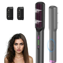 Load image into Gallery viewer, PLZOIT Msd Approved 2 in 1 Steam Hair Straightener Brush with Quick Heat 30 Seconds Portable Electric Comb Essential Oils Reduces Frizz Automatically Nourishes and Shuts Off 20, Ablack_1