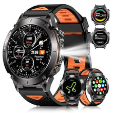 Load image into Gallery viewer, PODOEIL GPS Military Smart Watch For Men With Bluetooth Call, 1.43" AMOLED Waterproof Fitness Tracker With Heart Rate/Sleep Monitor/Flashlight, 170+ Sports Modes, 730mAh Battery For Android/iOS, Black_1