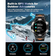 Load image into Gallery viewer, PODOEIL GPS Military Smart Watch For Men With Bluetooth Call, 1.43" AMOLED Waterproof Fitness Tracker With Heart Rate/Sleep Monitor/Flashlight, 170+ Sports Modes, 730mAh Battery For Android/iOS, Black_1847