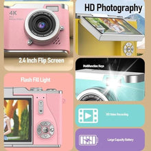 Load image into Gallery viewer, POENVFPO 48MP 1080P HD Video Digital Camera, 2.4"" LCD Screen, 8X Digital Zoom, Point and Shoot Camera for Kids, Teens, Beginners, Vlogging, Travel (Purple)_2136