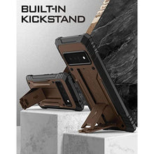 Load image into Gallery viewer, POETIC Polycarbonate Revolution Case for Google Pixel 6 Pro 5g, Built-in Screen Protector Work With Fingerprint Id, Full Body Rugged Shockproof Protective Cover Case With Kickstand, Brown_651