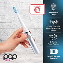 Load image into Gallery viewer, Pop Sonic Electric Toothbrush 15,000-30,000 Strokes/Min w/AAA Battery Electric Toothbrush for Adults Bathroom Essentials & Travel Essentials Dupont Nylon Bristles 2 Speed (Metallic Silver), MetallicSilver_7075