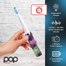 Load image into Gallery viewer, Pop Sonic Electric Toothbrush 15,000-30,000 Strokes/Min w/AAA Battery Electric Toothbrush For Adults Bathroom Essentials & Travel Essentials Dupont Nylon Bristles 2 Speed (Purple Watercolor), PurpleWatercolor_7098