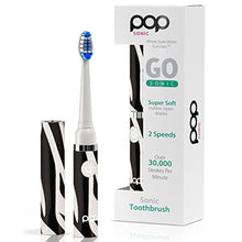 Load image into Gallery viewer, Pop Sonic Electric Toothbrush 15,000-30,000 Strokes/Minute w/AAA Battery Electric Toothbrush for Adults Bathroom Essentials & Travel Essentials Dupont Nylon Bristles 2 Speed (Zebra)_1