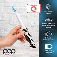Load image into Gallery viewer, Pop Sonic Electric Toothbrush 15,000-30,000 Strokes/Minute w/AAA Battery Electric Toothbrush for Adults Bathroom Essentials & Travel Essentials Dupont Nylon Bristles 2 Speed (Zebra)_7060