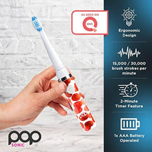 Load image into Gallery viewer, Pop Sonic Electric Toothbrush (Red Bubbles) - Travel Toothbrushes w/AAA Battery | Kids Electric Toothbrushes with 2 Speed & 15,000-30,000 Strokes/Minute, Dupont Nylon Bristles, RedBubbles_7133