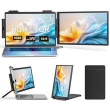 Load image into Gallery viewer, Pornitor Laptop Screen Extender, 14" FHD 1080P IPS Laptop Monitor Extender with USB C/HDMI Port, Plug and Play Screen Portable Extended Monitor for 14"-15.6" Laptops, Black_1