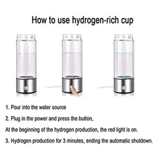 Load image into Gallery viewer, Portable Hydrogen Water Bottle, Hydrogen Water Bottle Generator with SPE Technology Water Ionizer, Hydrogen Water Machine, Hydrogen Bottle, Hydrogenated Water in 3 Min for Home, Office, Clear_5482