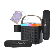 Load image into Gallery viewer, Portable Karaoke Machine with 2 Wireless Microphones, Mini Bluetooth Speaker with LED Lights 5 Sound Modes, Small Home Party Toy for Kids Teens Adults, Ideal Gift for Ages 3-12, Black_1
