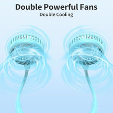 Load image into Gallery viewer, Portable Neck Fan, 2600mAh Battery Operated, Ultra Quiet Hands Free USB Fan with 3 Speeds, Strong Wind, 360 Adjustable High Flexibility Wearable Personal Fan for Sport Office Outdoor Travel-Cyan, Blue_5943