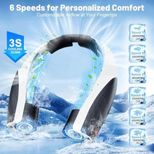 Load image into Gallery viewer, Portable Neck Fan with 6 Powerful Speeds, 8000mAh Battery Rechargeable Fan, BlackWhite_4