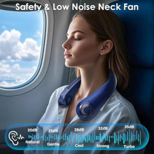 Load image into Gallery viewer, Portable Neck Fan with Neck Support, 5 Speeds, Lightweight, Rechargeable Personal Hands Free Wearable Neck Fans that Blow Cold Air for Hot Flashes, Disneyland, Travel Essentials, Gifts for Men Women, DarkBlue_1646