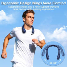 Load image into Gallery viewer, Portable Neck Fan with Neck Support, 5 Speeds, Lightweight, Rechargeable Personal Hands Free Wearable Neck Fans that Blow Cold Air for Hot Flashes, Disneyland, Travel Essentials, Gifts for Men Women, DarkBlue_1647