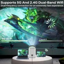 Load image into Gallery viewer, Portable Projector with Wifi Bluetooth - 4K Support for Smart Home Theater Bedroom Outdoor, Netflix Officially Licensed/Google Play 10000+ Apps, Electric Focus/Keystone Wireless 300' Display_1783