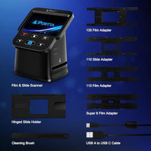 Load image into Gallery viewer, PORTTA Film Scanner with 5" LCD Screen, 22MP Slide & Negative Scanner, Converts 135, 126, 110 Film & Slides to Digital Photos, HDMI Output, SD Card Storage, No Computer Required_647