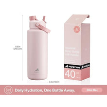 Load image into Gallery viewer, POWCAN 40 oz Insulated Water Bottle with 2-in-1 Straw and Spout Lid, Keep Cold 24H, Leak-Proof, BPA-Free, Double Wall Stainless Steel Water Bottle for Sports, Gym, Travel, and School (Cotton Candy), CottonCandy_6375