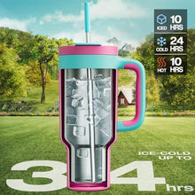 Load image into Gallery viewer, POWCAN 40 oz Tumbler with Handle, 2-in-1 Straw and Sip Lid, Leakproof, Dishwasher Safe, Insulated Stainless Steel Travel Coffee Mug, Keeps Cold for 34 Hours, Fits in Car Cup Holder (Petal)_6395