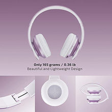 Load image into Gallery viewer, PowerLocus Wireless Bluetooth Over-Ear Stereo Foldable Headphones, Wired Headsets Rechargeable with Built-in Microphone for iPhone, Samsung, LG, iPad (Purple/White), PurpleWhite_7953