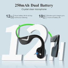 Load image into Gallery viewer, Praseno Bone Conduction Headphones Bluetooth 5.3 Open Ear Headphones with Mic, 12Hrs Playtime Quick Charging BT Headphones, IPX6 Waterproof Sports Headset for Running, Cycling, Working (Green), BlackGreen_5971