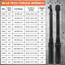 Load image into Gallery viewer, Precisebuilt 3/8" Drive 60-300 in-lb Click Tech Torque Wrench, Black_6860