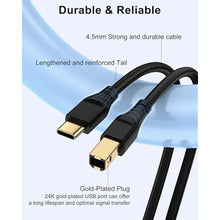 Load image into Gallery viewer, Printer Cable 6ft, Scanner USB C to USB B Cable for Epson, HP, Canon, Midi, Black_1404
