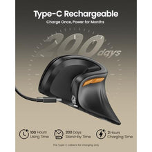 Load image into Gallery viewer, ProtoArc Ergonomic Mouse, EM11 NL Bluetooth Rechargeable Wireless Vertical Mouse, 3 Multi-Device Connectivity for Computer/PC/Laptop, 2.4GHz USB-A Optical Mice for Windows, Mac OS, Black_4240