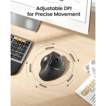 Load image into Gallery viewer, ProtoArc Wireless Trackball, EM01 NL Ergonomic Bluetooth Rollerball Thumb Mouse, Rechargeable Computer Laptop Mouse, Adjustable Angle & 3 Device Connection for PC, Mac, Windows - Gray Ball, GrayBall_7324
