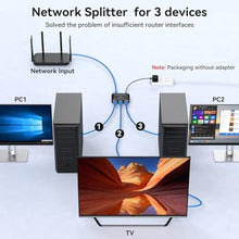 Load image into Gallery viewer, PVBCTCSID Ethernet Splitter 1 to 3 1000Mbps Internet Splitter High Speed Network Splitter Router Switch Work with Cat5/5e/6/7/8 Cable, Black_6223