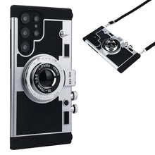 Load image into Gallery viewer, QoKcoahn Camera Case Compatible with Samsung Galaxy S25 Ultra, Kawaii 3D Cartoon Vintage Camera with Long Lanyard Silicone PC Crossbody Phone Case Shockproof Protector Black_1
