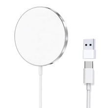 Load image into Gallery viewer, Quartdaxy for MagSafe Charger, Magnetic Wireless Charging Pad for iPhone 17/17 Pro/17 Pro Max/Air/16 15 14 13 12 Pro Max Plus mini/AirPods 2 3 Pro, Strong Magnet, Aluminum Alloy, USB-C/A Ports(Silver)_1