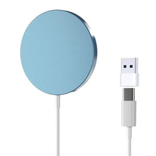 Load image into Gallery viewer, Quartdaxy for MagSafe Charger, Magnetic Wireless Charging Pad for iPhone 17/17 Pro/17 Pro Max/Air/16 15 14 13 12 Pro Max Plus mini & AirPods 2 3 Pro, Strong Magnet, Aluminum Alloy, USB-C/A Ports(Blue)_1